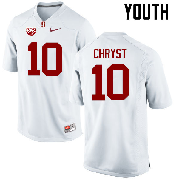 Youth Stanford Cardinal #10 Keller Chryst College Football Jerseys Sale-White - Click Image to Close